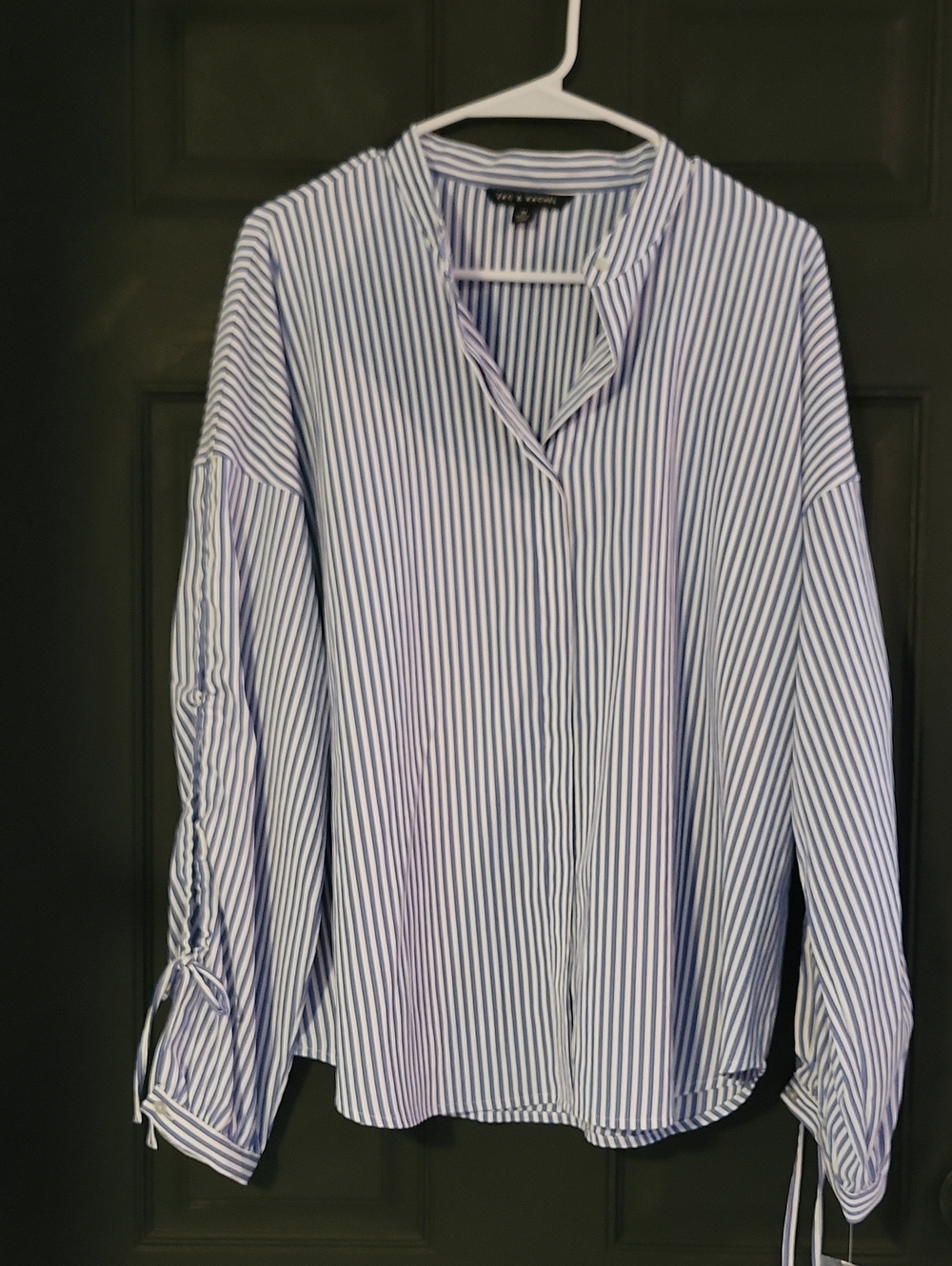 Zac & Rachel Women's Blue and White Striped Button Down Shirt